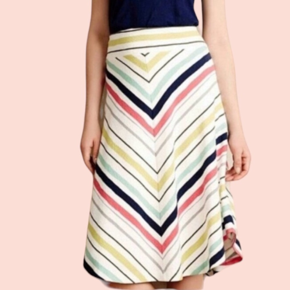 Anthropologie Maeve Chevron Stripe Textured Knit Skirt S